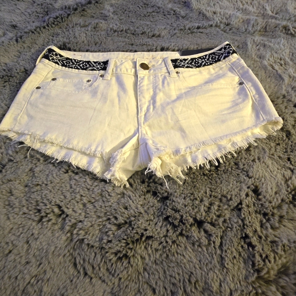 American Eagle Outfitters White Frayed Jean Shorts